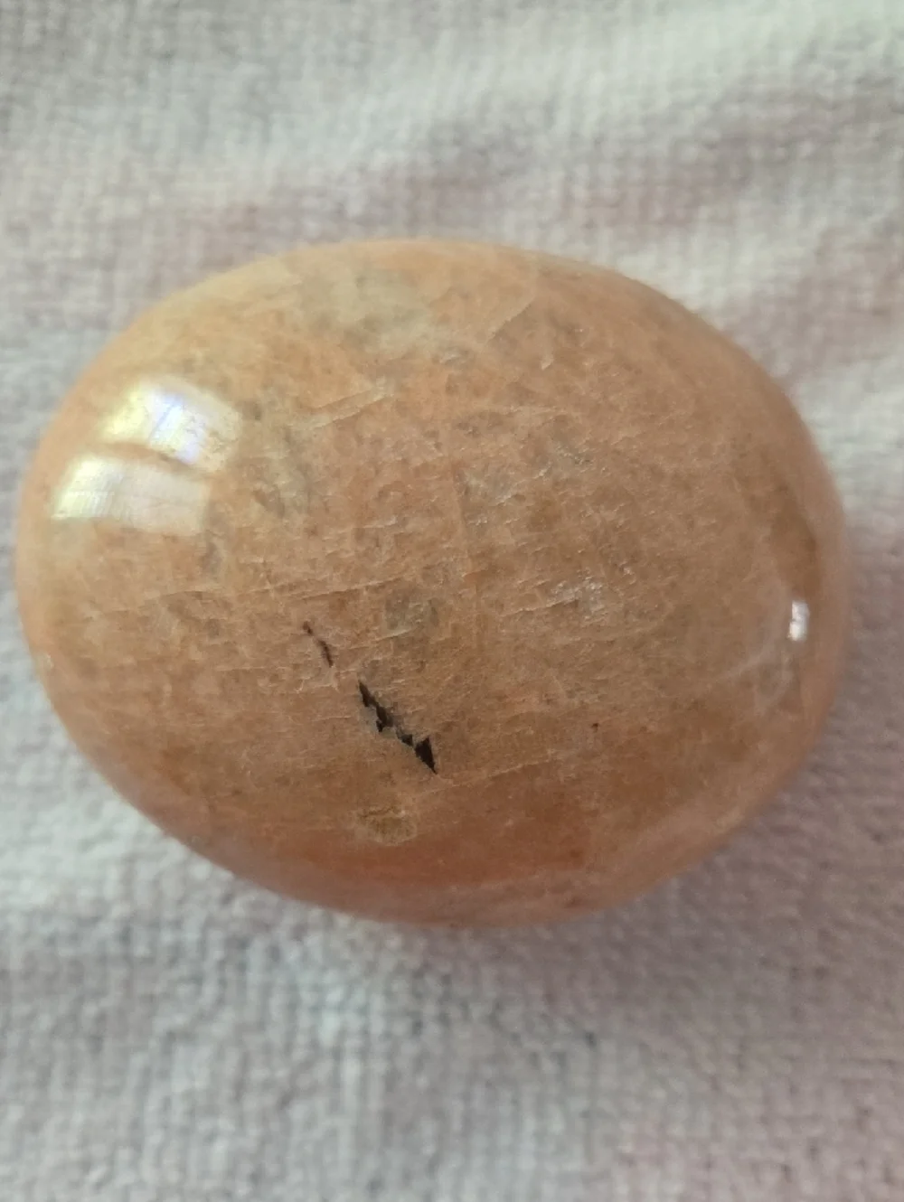 Polished Peach Moonstone Palm Stone - Picture 2 of 3